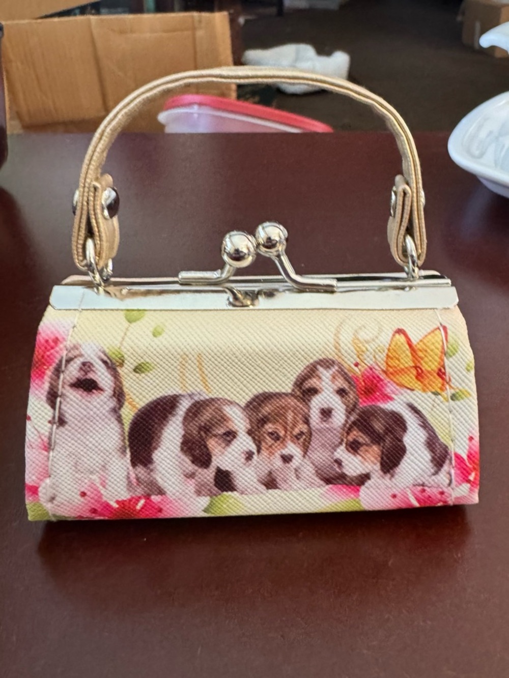 Small Pets Puppy Print Lipstick Purse